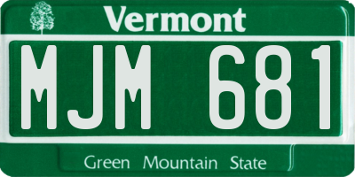 VT license plate MJM681