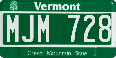VT license plate MJM728