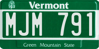 VT license plate MJM791