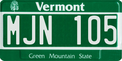 VT license plate MJN105