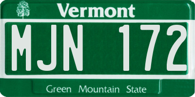 VT license plate MJN172