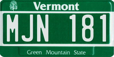 VT license plate MJN181