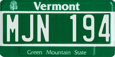 VT license plate MJN194