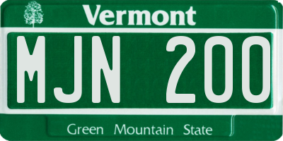 VT license plate MJN200