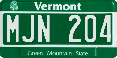 VT license plate MJN204