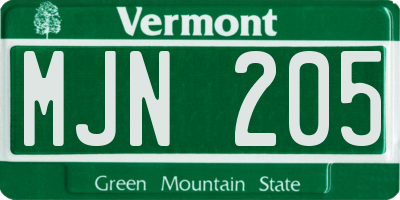 VT license plate MJN205