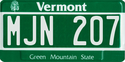 VT license plate MJN207