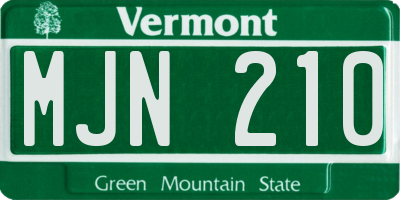 VT license plate MJN210