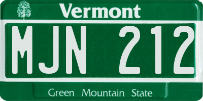 VT license plate MJN212