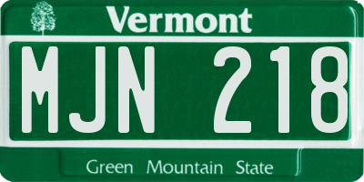VT license plate MJN218