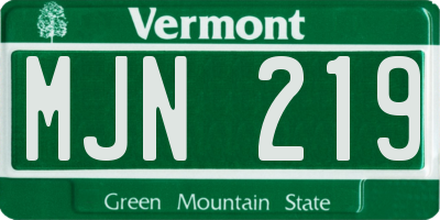 VT license plate MJN219