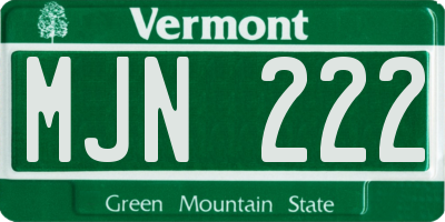 VT license plate MJN222