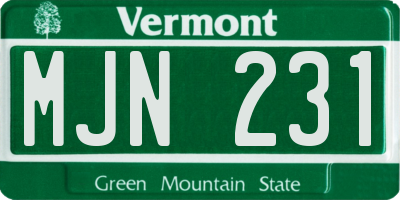 VT license plate MJN231