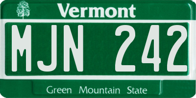 VT license plate MJN242