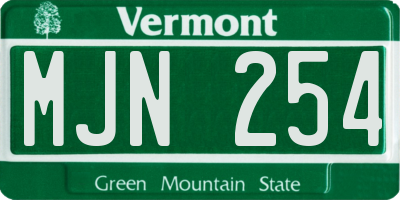 VT license plate MJN254