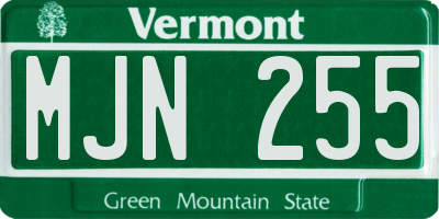 VT license plate MJN255