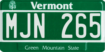 VT license plate MJN265