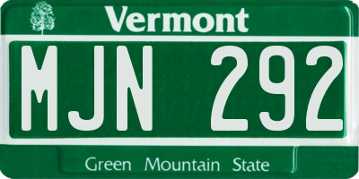 VT license plate MJN292