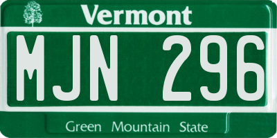 VT license plate MJN296