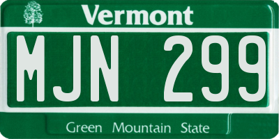 VT license plate MJN299