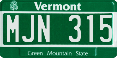 VT license plate MJN315