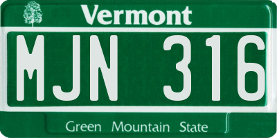 VT license plate MJN316