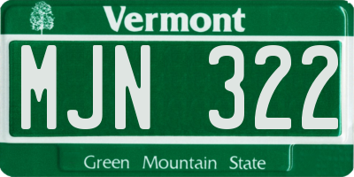 VT license plate MJN322