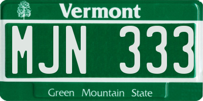 VT license plate MJN333