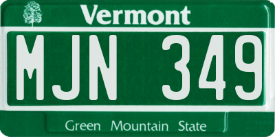 VT license plate MJN349