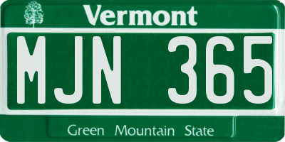 VT license plate MJN365