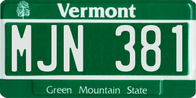 VT license plate MJN381