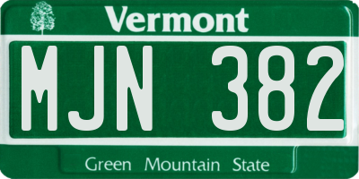 VT license plate MJN382