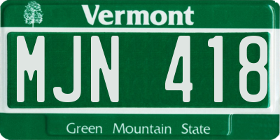 VT license plate MJN418