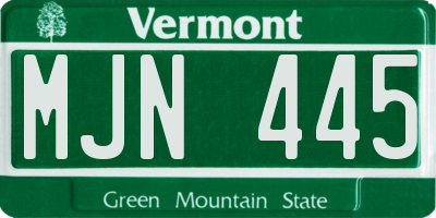 VT license plate MJN445