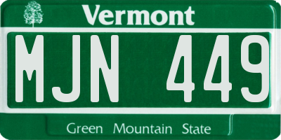 VT license plate MJN449