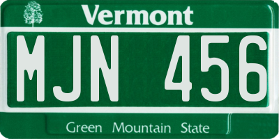 VT license plate MJN456