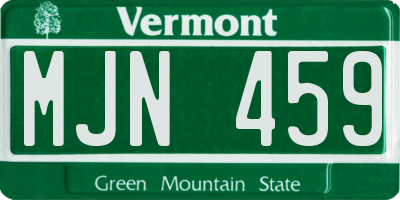 VT license plate MJN459