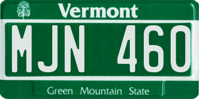 VT license plate MJN460