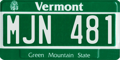 VT license plate MJN481