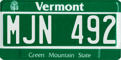 VT license plate MJN492
