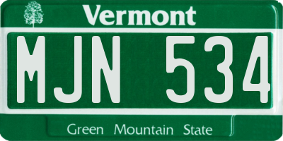 VT license plate MJN534