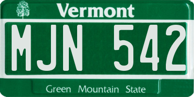 VT license plate MJN542