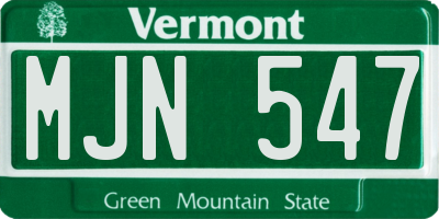 VT license plate MJN547