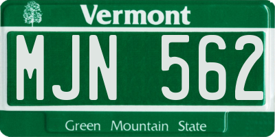 VT license plate MJN562