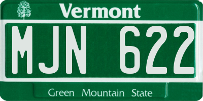 VT license plate MJN622