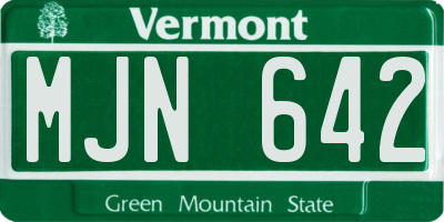 VT license plate MJN642