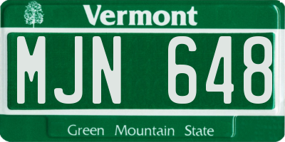 VT license plate MJN648