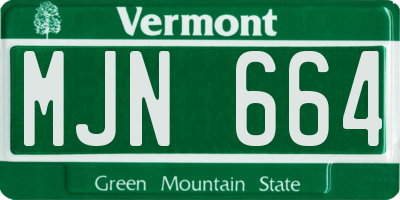 VT license plate MJN664