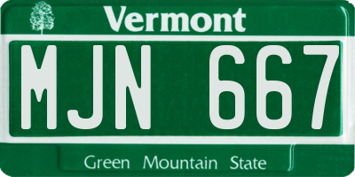 VT license plate MJN667
