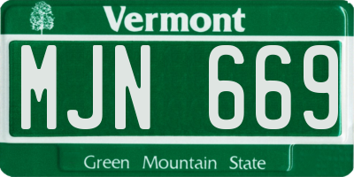 VT license plate MJN669